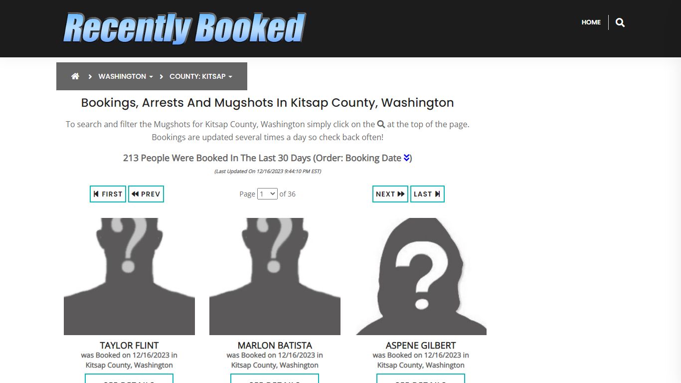 Bookings, Arrests and Mugshots in Kitsap County, Washington